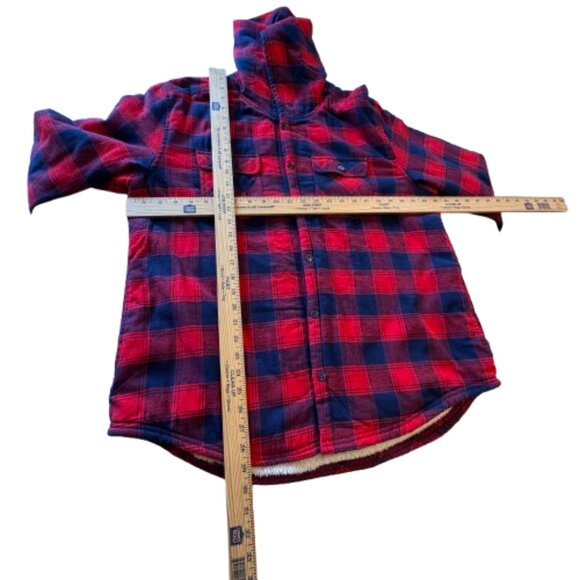 Boston Traders Hooded Flannel Shacket XL Buffalo Plaid Sherpa Lined Pockets - Picture 6 of 11